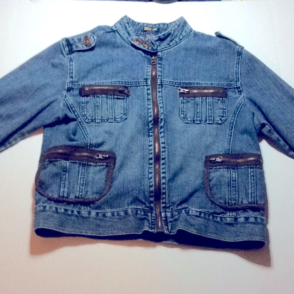 Dex Denim Jean Jacket Zip Up Size L Junior